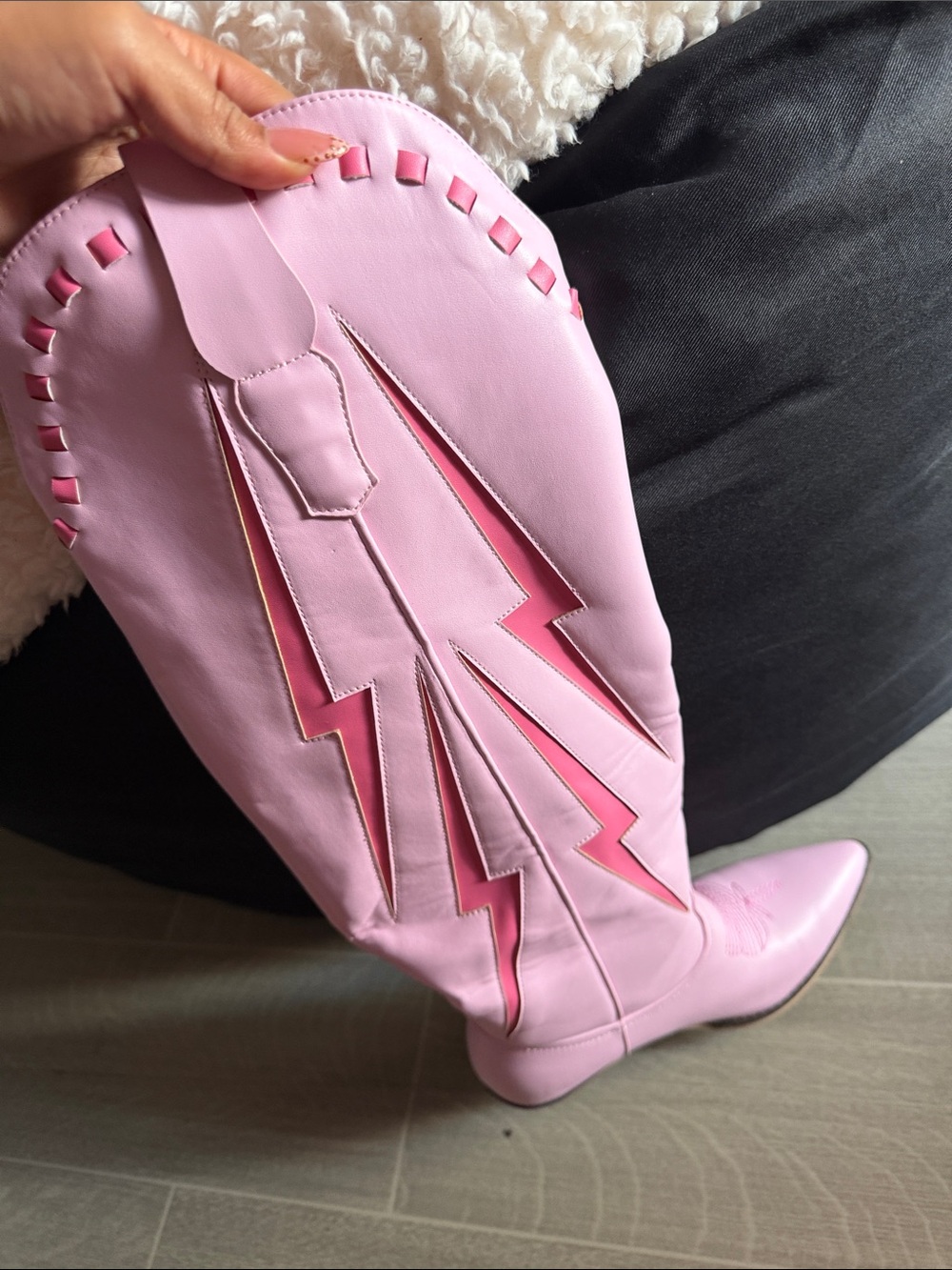 Women's Pink Western Knee-High Heeled Boots